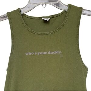 Vintage Y2K Who’s Your Daddy Tank Top Size Medium Green
